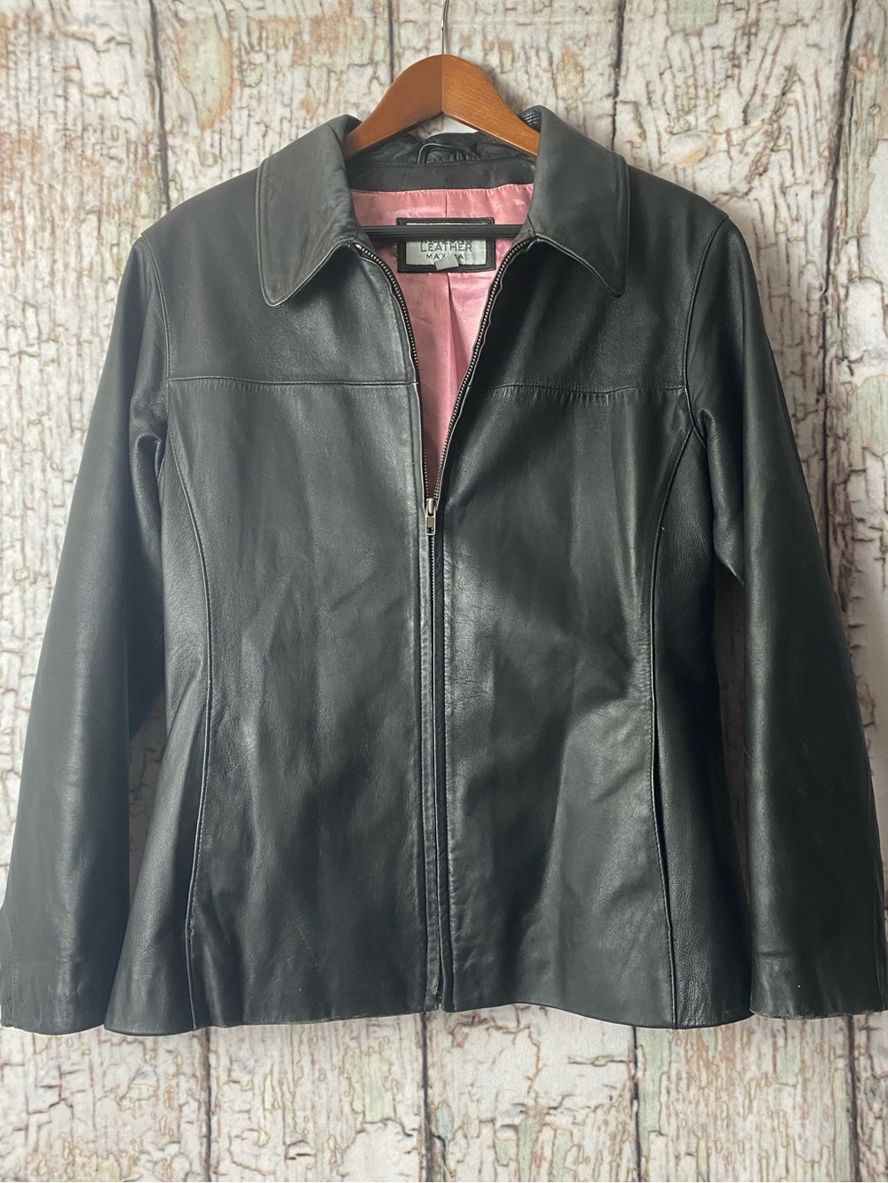 Wilson’s Vtg Y2K Classic Black Leather grunge retro moto Zip-Front Jacket L